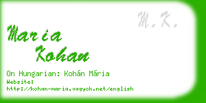 maria kohan business card